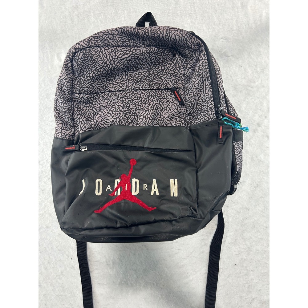 Jordan Elephant Print Backpack Black Grey Red Jumpman School Bag 617784-3591